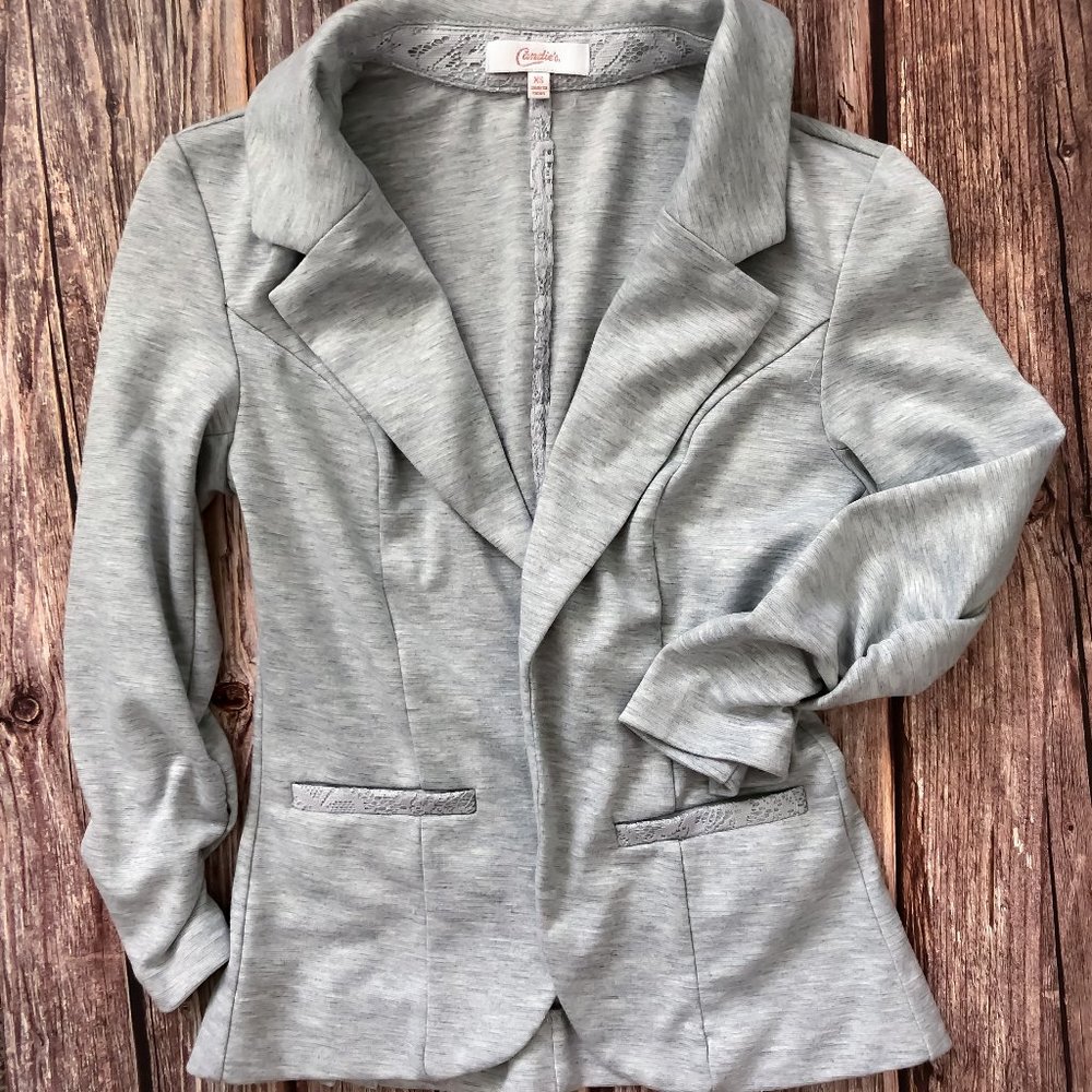 Candie's® Ruched-Sleeve Knit Blazer Size X Small